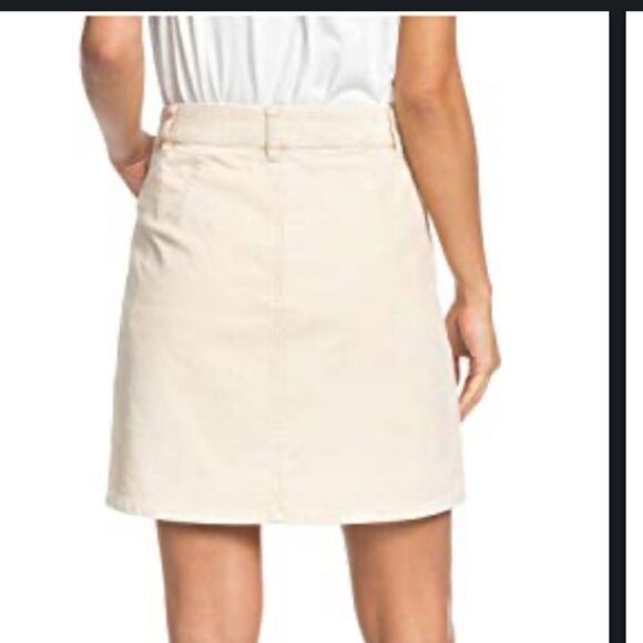 Roxy Unforgettable Button Down Front Ivory Cream Mini Skirt Size Large - Picture 2 of 7